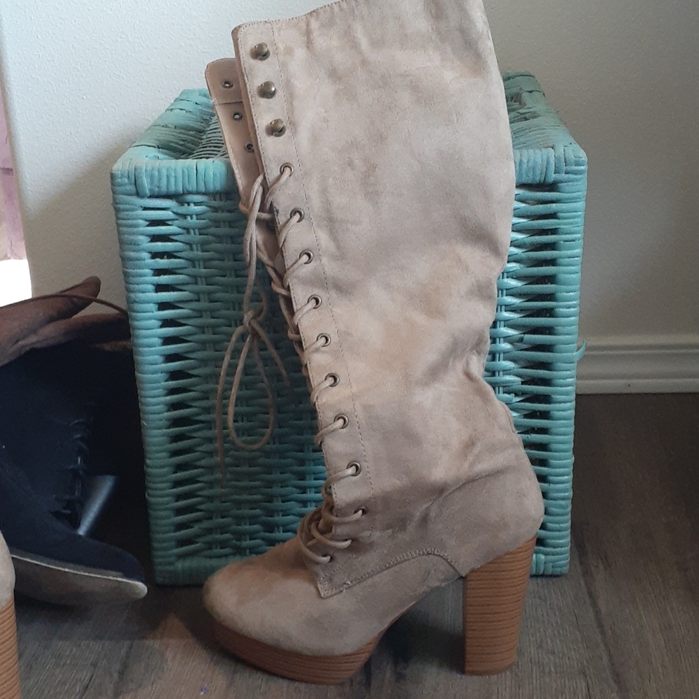 Tan knee high boot